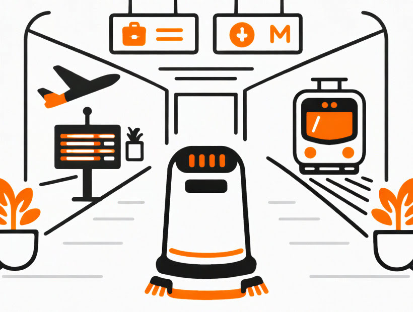 Airports, train stations and transit hubs